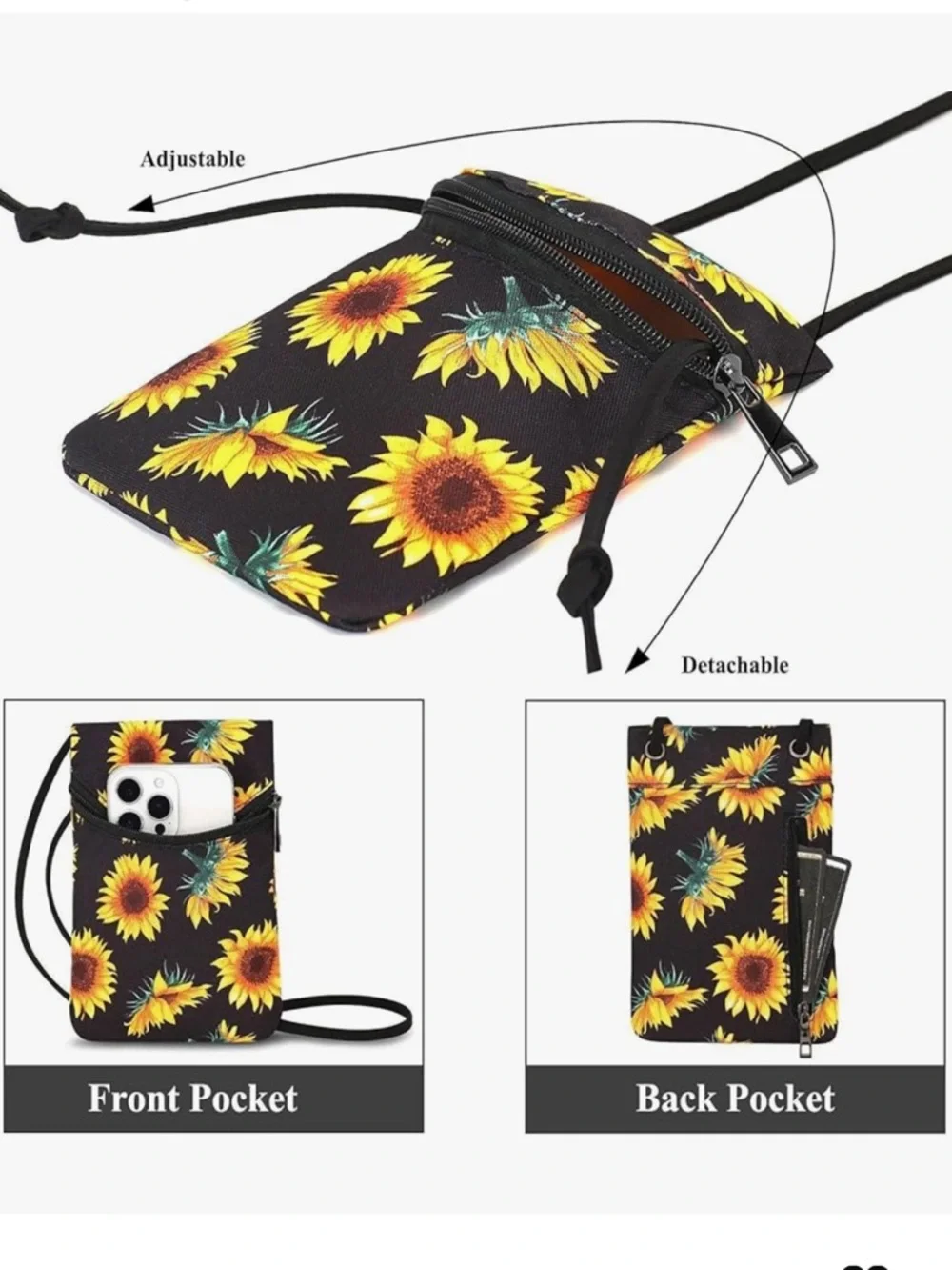 Small Crossbody Women Cell Phone Purse Wallet Bag With Shoulder Strap - Picture 5 of 7